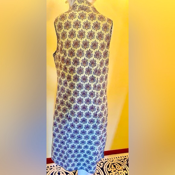 🪷 Long Vest Quilted Cotton Block Print Reversible Waistcoat / Anokhi Adini Phool - Picture 3 of 11